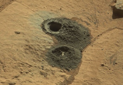 This image recorded by Curiosity's mast-mounted camera shows the drill site at Windjana.